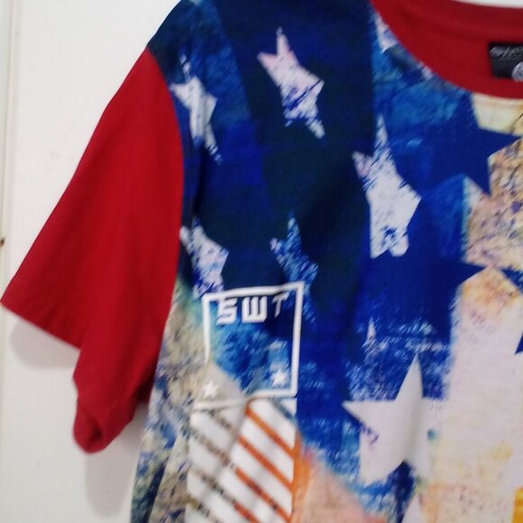 Switch Shirt Men L Short Sleeve NY 2016 Stars Red Blue Orange - Picture 4 of 15